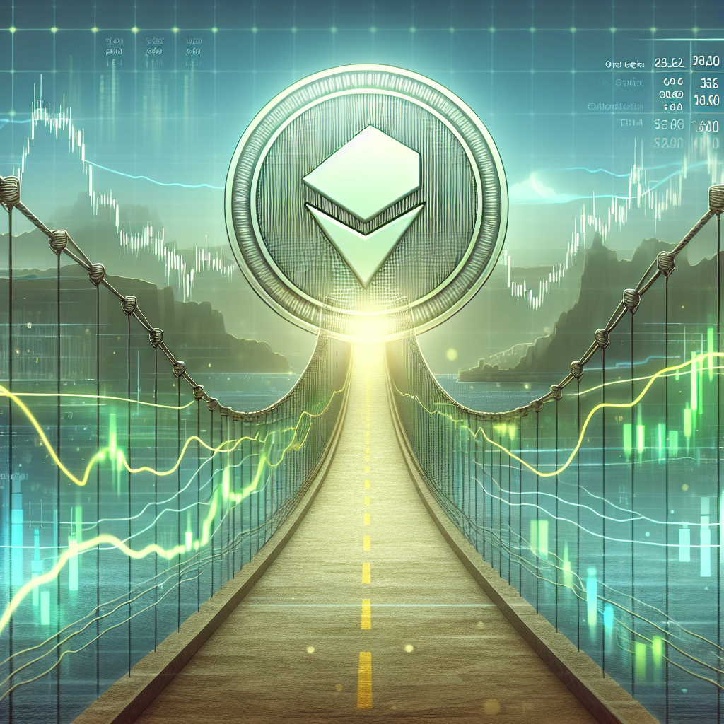 Clean modern illustration of a Tether (USDT) coin bridging traditional finance and crypto trading: green tones, exchange charts and blockchain nodes in the background.